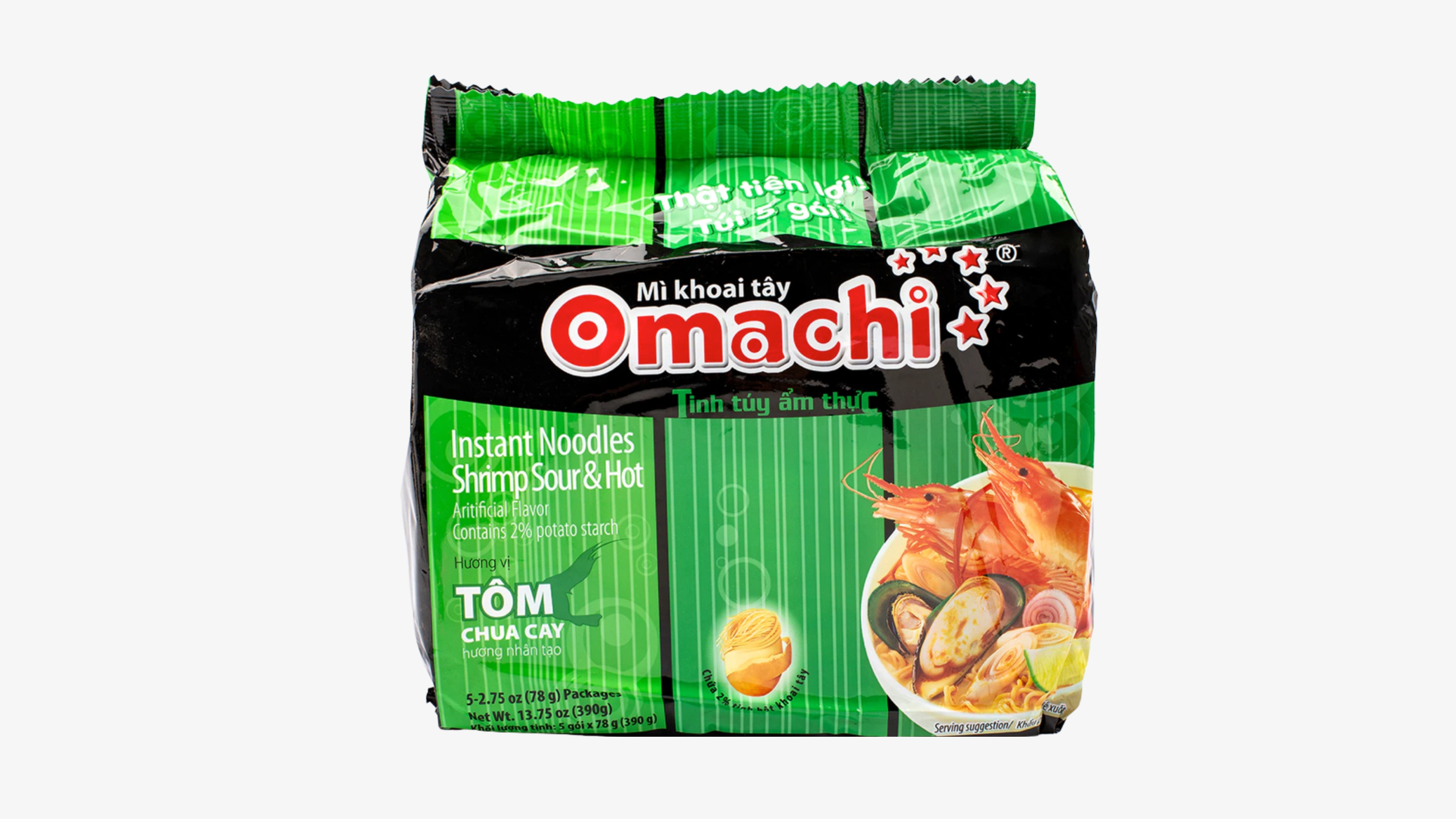 OMACHI - BAG Mi Tom Chua Cay / Hot & Sour Shrimp Flavor